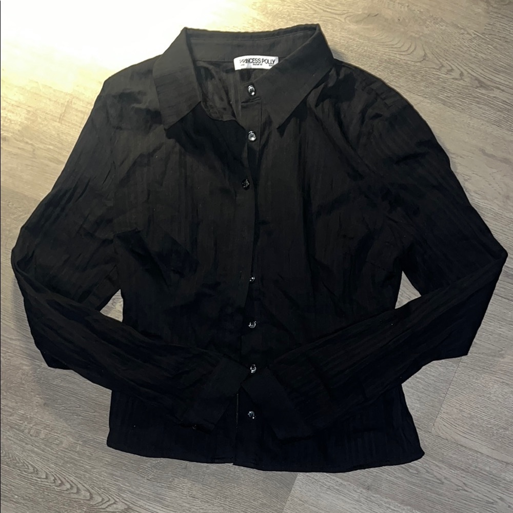 Princess Polly Charcoal Button-Up Blouse